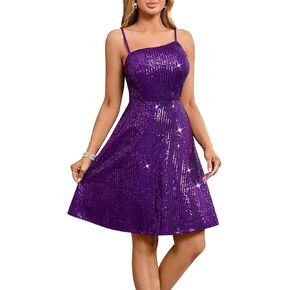 Women’s Sequin Spaghetti Strap Mini Dress, Sparkly Sleeveless Party Cocktail Short Dress in Kuwait