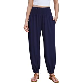 Womens Flowy Wide Leg Palazzo Pants High Waisted Casual Beach Trousers for Summer with Pockets in Kuwait