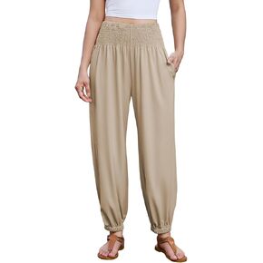 Womens Flowy Wide Leg Palazzo Pants High Waisted Casual Beach Trousers for Summer with Pockets in Saudi Arabia