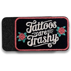 Tattoos Are Trashy Patch 3 Inches Iron On/Sew On Embroidered Applique for Trucker Hats Clothes Backpacks, Sarcastic Saying, Sassy DIY Funny Accessories Tattoo Lover Gifts for Mom Dad Friends Coworkers in Kuwait
