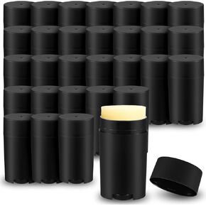 30 Pcs 75ml/2.5oz Plastic Deodorant Containers,Empty Oval Twist-Up Solid Stick Tube Container for Homemade Deodorant,Shaving Soap Stick,Heel Lip Balm,Solid Lotion Bars-Top Filling, Black in Kuwait
