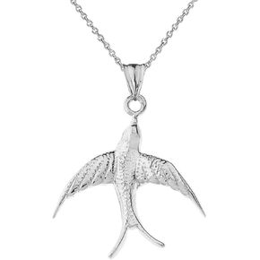 Animal Kingdom Fine Sterling Silver Swallow-Tailed Kite Bird Pendant Necklace in Kuwait