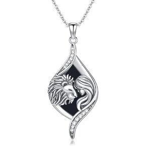 قلادة على شكل حيوان للنساء من الفضة الإسترلينية عيار 925 على شكل أسد/ذئب وقلادة على شكل حيوان هدية للنساء in Kuwait