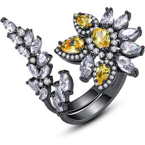 Cocktail Flower Opening Ring for Women Zirconia Adjustable Ring Birthday Holidays Gift for Wife Mother Girlfriend in Saudi Arabia