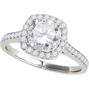 MauliJewels 1/2 CT Lab Grown Diamond Halo Engagement Ring in 14K Rose White & Yellow Gold | Round Cut 4-Prong Setting | Bridal Ring in Kuwait