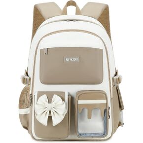 حقيبة ظهر للكمبيوتر المحمول مقاس 16 بوصة للأطفال في المرحلة الابتدائية والمتوسطة والثانوية وحقائب ظهر للكلية والنساء والعمل وحقيبة ظهر للسفر وحقيبة كتب كبيرة بعقدة على شكل فيونكة للمراهقات والبنات والطالبات (وردي) in Kuwait