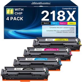 218X 218A Toner (with Chip) Compatible Compatible for HP 218X 218 Toner Cartridges 4 Pack for Hp Color LaserJet Pro MFP 3301fdw 3301sdw 3301cdw 3201dw Printer Ink Set W2180X (BCMY) | 218X 218 Toner in Kuwait