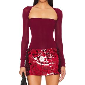 قميص نسائي مثير شبكي بأكمام طويلة من Cantonwalker، مقاس نحيف، شفاف من خلال رقبة مربعة، أزياء أنيقة in Kuwait