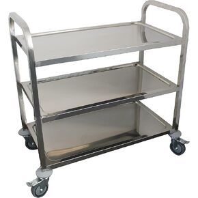 Commercial Stainless Steel Utility Cart on Wheels – 38" x 20" | 3 Shelf Metal Rolling Kitchen Storage Cart | Heavy-Duty | NSF Certified in Kuwait