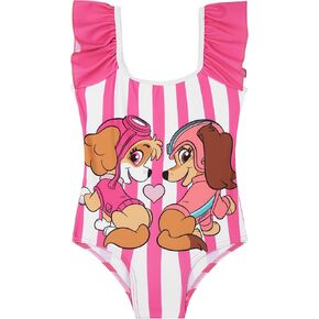 Paw Patrol | Bluey Girls Swimsuit, One Piece Toddler Bathing Suit with Ruffle Shoulder UPF 50+ Pool, Beach Swimwear in Kuwait