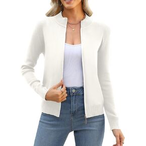 AYIFU Womens Zip Up Cardigan Sweaters Lightweight Knitted Long Sleeve Jacket Trendy Crew Neck Spring Fashion Outfits in Kuwait