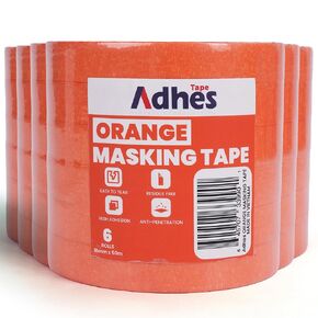 شريط لاصق برتقالي لاصق، 6 لفات × 0.7 بوصة × 55 ياردة، شريط رسام قابل للإزالة نظيف للسيارات والمنزل والجدار والزخرفة in Kuwait