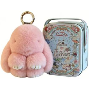 سلسلة مفاتيح لطيفة على شكل أرنب منفوش، سحر أرنب محشو من القطيفة الناعمة، مثالية للمفاتيح وحقائب الظهر وهدايا عيد الفصح/عيد الميلاد in Kuwait