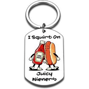 Sophauteem Funny Keychain, Novelty Hot Dog & Ketchup Gag Gift, Cute Humor Keychain for Men, Boyfriend Husband Joke Adult Humor Small Gift for Him in Kuwait