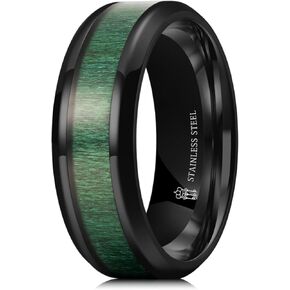 THREE KEYS JEWELRY خاتم زفاف من الفولاذ المقاوم للصدأ 316L مع ترصيع من الخشب الطبيعي in Kuwait