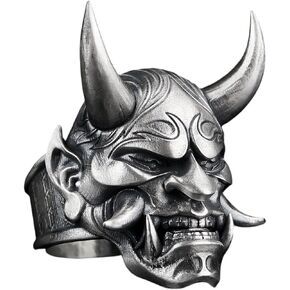 925 Sterling Silver Samurai Oni Mask Ring, Samurai Ring, Oni Mask Ring, Samurai Jewelry,Silver Oni Mask Ring, Oni Mask Ring for Women, Oni Mask Jewelry,Oni Mask Costume in Saudi Arabia