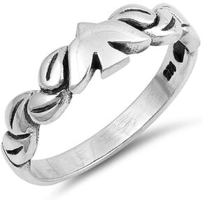 CloseoutWarehouse 925 Sterling Silver Dove With Leaves Band Ring in Kuwait