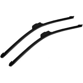 Premium All-Season Natural Rubber J-Hook Windshield Wiper Blades (Pack of 2) - OEM Quality, Bracketless & Frameless Design for Superior Auto Visibility (17"+17" Wipers) in Kuwait