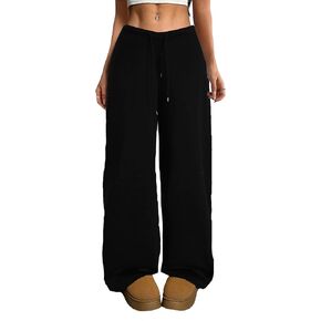 HBQ Wide Leg Sweatpants Women Baggy Barrel Sweat Pants High Waist Drawstring Joggers with Pockets in Kuwait