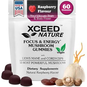 علكة فطر Lions Mane & Cordyceps - مكمل 10 في 1 - للتركيز والطاقة والمزاج والذاكرة والوضوح - 60 قطعة in Kuwait
