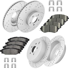 Front and Rear Drilled & Slotted Disc Brake Rotors Ceramic Brake Pads Kit for 2011-2013 Subaru Forester, 2013 2014 Subaru Outback, Impreza, BRZ in Kuwait