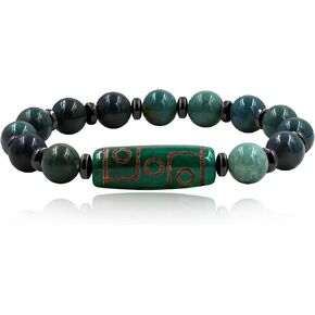 Unique Tibetan Bead Stretch Bracelet – Men's 9 Eye Dzi Bead Blessing Bracelets, Stylish Classic Meditation Prayer Jewelry, Gift for Those with Religious Beliefs, YA5287-YA5288 in Saudi Arabia