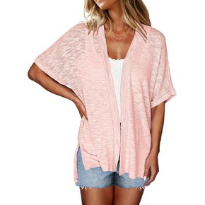 Halife Womens Summer Lightweight Cardigan Short Sleeve Open Front Casual Loose Cover Ups in Kuwait