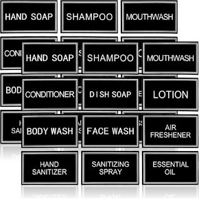 24PCS Waterproof Labels for Bottles Bathroom Hand Soap Dispenser Stickers for Plastic/Glass Bottles Soap Lotion Shampoo and Conditioner, Black in Kuwait