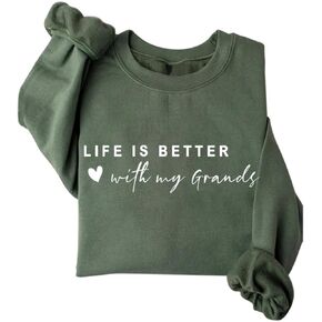 Grandma Sweatshirt Women Life Is Better with My Grands Graphic Fleece Lined Sweatshirt Grandma Pullover Sweater in Kuwait