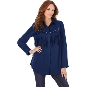 Roaman's Women's Plus Size Fringe Big Shirt in Kuwait