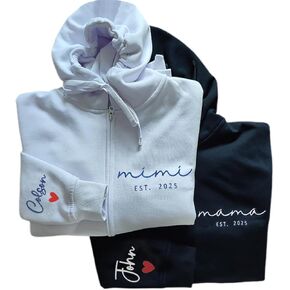 Custom Zip Up Hoodie Sweatshirt For Mom - Mom Grandma - Custom Children Kids Names Sleeve - Personalized Gift - Grandparent Gift - New Grandma in Kuwait