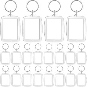 Acrylic Photo Frame Keyring, Photo Insert Keychains Acrylic Clear Blank Keyrings Picture Frame with Split Ring for Personalised Custom 2.2 Inch by 1.65 Inch as Gift 20 Pcs in Kuwait