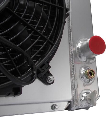 CU1826 Aluminum Radiator for 1986-2005 Chevy S10 Blazer C1500 GMC Savana Jimmy LS Radiador 3 Row Crossflow Radiators Shroud 2x12" Fans 87 88 89 90 91 92 93 94 95 96 97 98 99 00 01 02 03 04 in Kuwait