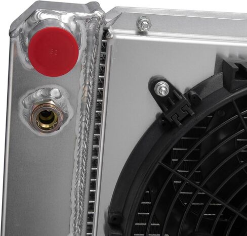 CU1826 Aluminum Radiator for 1986-2005 Chevy S10 Blazer C1500 GMC Savana Jimmy LS Radiador 3 Row Crossflow Radiators Shroud 2x12" Fans 87 88 89 90 91 92 93 94 95 96 97 98 99 00 01 02 03 04 in Kuwait