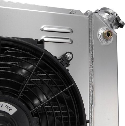 CU1826 Aluminum Radiator for 1986-2005 Chevy S10 Blazer C1500 GMC Savana Jimmy LS Radiador 3 Row Crossflow Radiators Shroud 2x12" Fans 87 88 89 90 91 92 93 94 95 96 97 98 99 00 01 02 03 04 in Kuwait