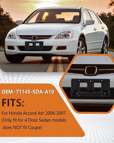 XCLPF دعامة لوحة الترخيص الأمامية متوافقة مع Honda Accord 4dr 2006-2007 إطار لوحة الترخيص الأمامي حامل لوحة الترخيص استبدال OE 71145-SDA-A10 in Kuwait