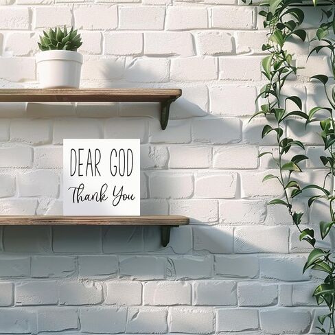 Dear God Thank You Sign, Rustic Religious Motivational Wood Box Sign, Christian Desk Shelves Wall Decor for Living Room Bedroom 5x5x1 INCH in Kuwait