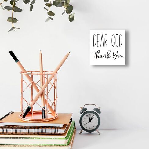 Dear God Thank You Sign, Rustic Religious Motivational Wood Box Sign, Christian Desk Shelves Wall Decor for Living Room Bedroom 5x5x1 INCH in Kuwait