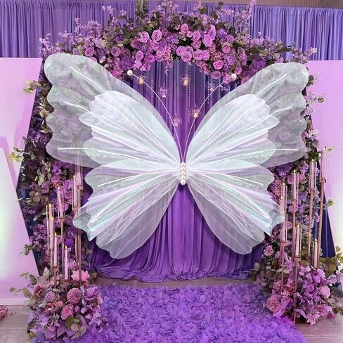 47 بوصة ديكور حفلات الفراشة العملاقة كبير Mariposas Grandes Para ديكور كبير ثلاثي الأبعاد خلفية فراشة حريرية مع خط صيد لحفلات أعياد الميلاد وحفلات الزفاف وكشك الصور حديقة استحمام الطفل in Kuwait