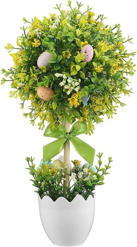 15.79 Inch Easter Eggs Table Tree Decor Easter Artificial Tree Tabletop with Colorful Eggs Spring Table Centerpiece Decoration Tiered Tray Decor for Indoor Living Room Bedroom in Saudi Arabia