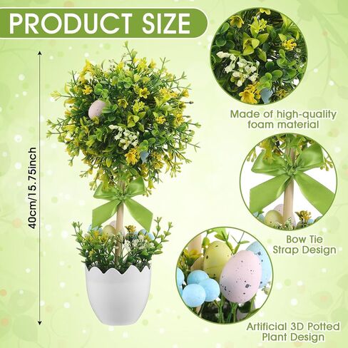 15.79 Inch Easter Eggs Table Tree Decor Easter Artificial Tree Tabletop with Colorful Eggs Spring Table Centerpiece Decoration Tiered Tray Decor for Indoor Living Room Bedroom in Saudi Arabia