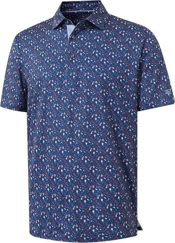 M MAELREG Mens Golf Shirt Print Performance Moisture Wicking Dry Fit Short Sleeve Casual Sport Collared Polo Shirts for Men in Saudi Arabia