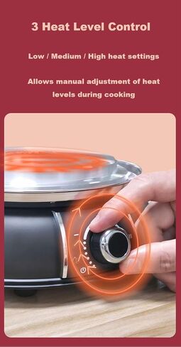 قدر تسخين كهربائي يونجكسينج 30 سم مع مقسم 304 ستانلس ستيل، وعاء ساخن شابو مزدوج الجوانب 1400 وات، 5 لتر (HS-160BU) in Kuwait