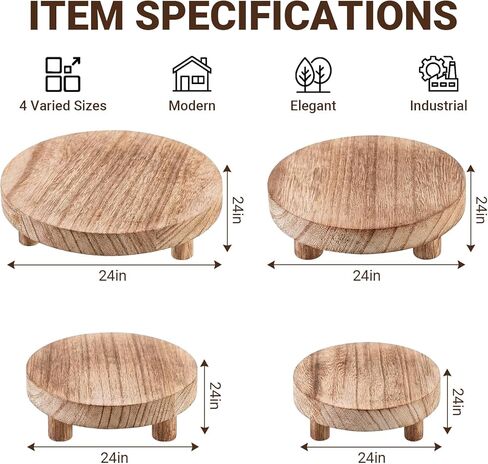 4 PCS 5/6/7/8 Inch Wooden Risers for Display Wood Pedestal Stand Mini Tray Stand Round Wooden Pedestal Holder for Decor Indoor Home Kitchen Counter Tiered Tray Collectibles(Light Brown) in Kuwait
