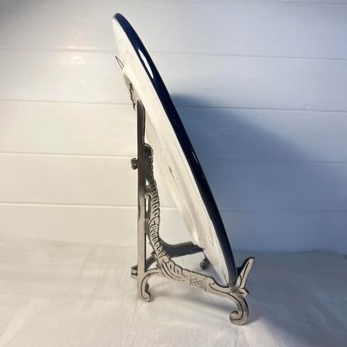 حامل معدني كبير مقاس 10 بوصة بلمسة نهائية من النيكل العتيق | حامل الطبق | حامل العرض | حاملات إطار معدني للصور طبق طبق زخرفي | 25 سم (ارتفاع) × 15 سم (عميق) | حامل الصور | طاولات الزفاف in Kuwait