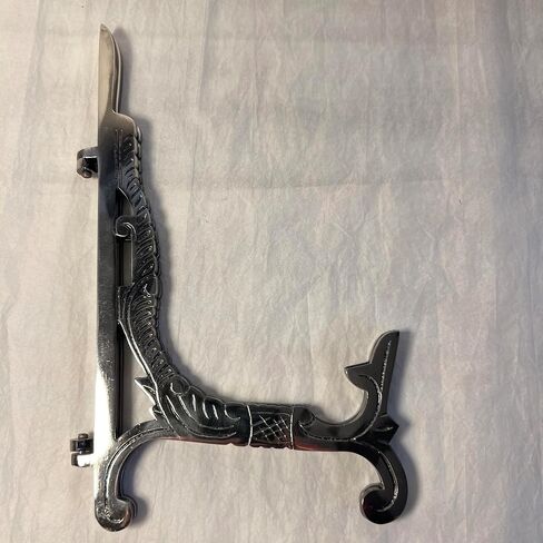 حامل معدني كبير مقاس 10 بوصة بلمسة نهائية من النيكل العتيق | حامل الطبق | حامل العرض | حاملات إطار معدني للصور طبق طبق زخرفي | 25 سم (ارتفاع) × 15 سم (عميق) | حامل الصور | طاولات الزفاف in Kuwait