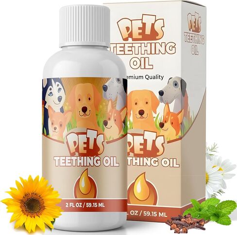 زيت تسنين مؤخرة الحيوانات الأليفة للجراء لوقف المضغ وتخفيف الانزعاج | طبيعي بالكامل، عضوي، آمن للكلاب، خالي من المواد الكيميائية (2 أونصة) in Kuwait