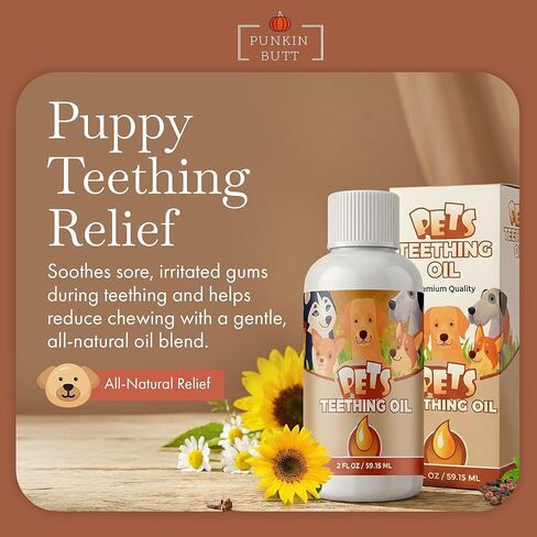 زيت تسنين مؤخرة الحيوانات الأليفة للجراء لوقف المضغ وتخفيف الانزعاج | طبيعي بالكامل، عضوي، آمن للكلاب، خالي من المواد الكيميائية (2 أونصة) in Kuwait