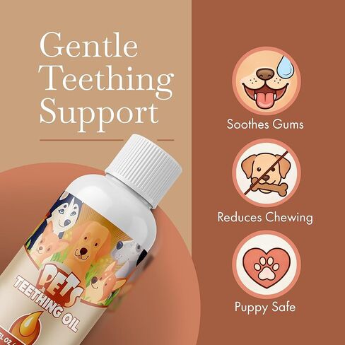 زيت تسنين مؤخرة الحيوانات الأليفة للجراء لوقف المضغ وتخفيف الانزعاج | طبيعي بالكامل، عضوي، آمن للكلاب، خالي من المواد الكيميائية (2 أونصة) in Kuwait
