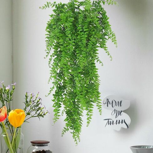 Artificial Fern Greenery UV Resistant 75cm Plastic Fake Plants Indoor Outdoor Wall House Weddings Patios Hanging Decoration (Green-1PC) in Saudi Arabia